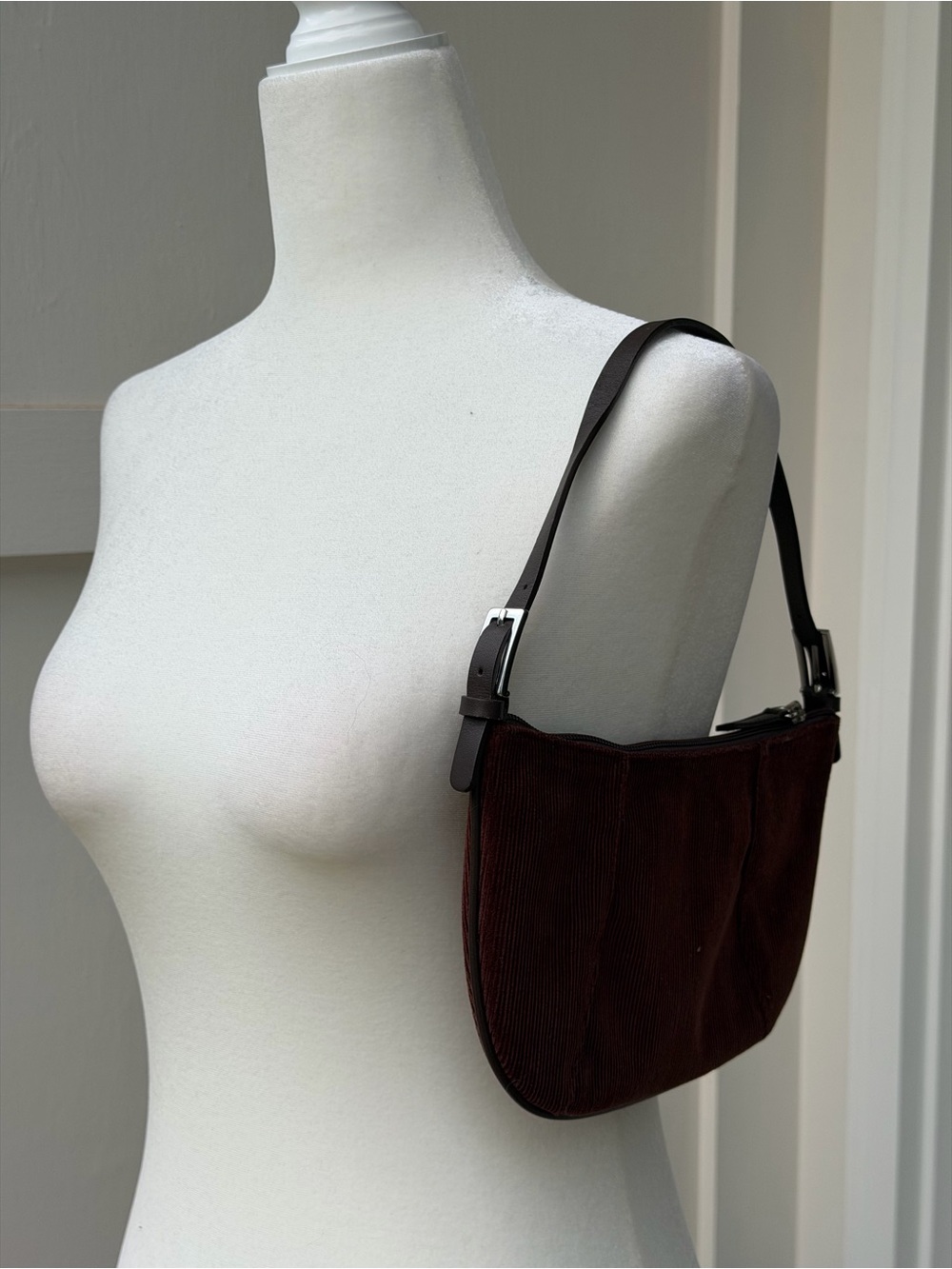 Banana Republic Brown Corduroy + Leather Shoulder Bag